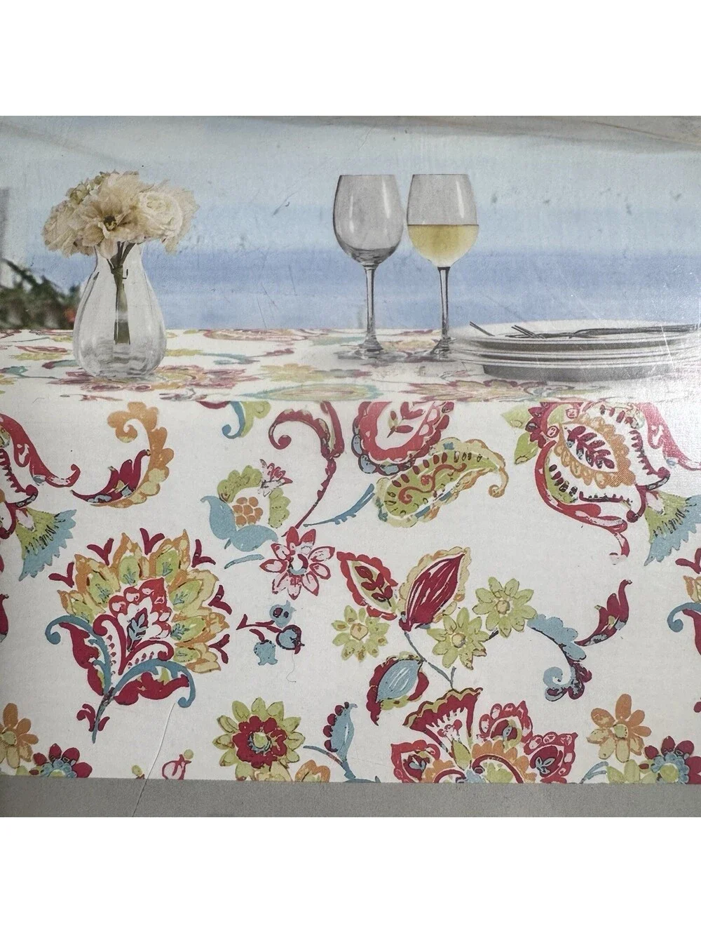 Envogue Tablecloth 60x84 Oblong Floral Paisley Indoor Outdoor Party Easy Clean